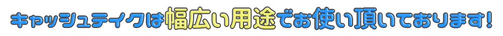 キャッシュテイクは幅広い用途でお使い頂いております!